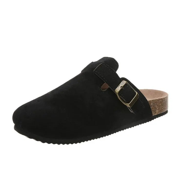 Custom Thick Sole Air Cushion Lightweight Summer Slippers Closed Toe Half Slipper Heightening Comfort Vintage Suede Sandals