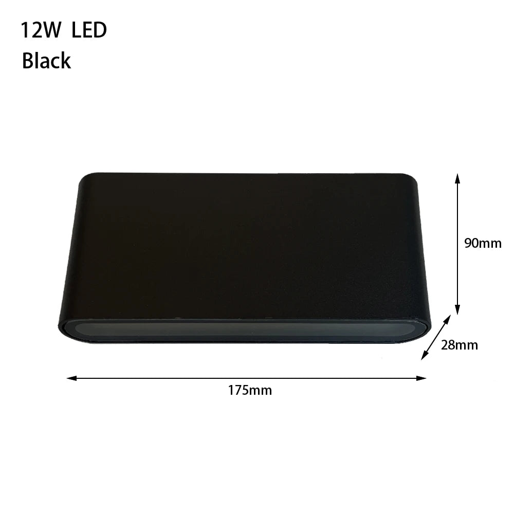 Lámpara LED de pared impermeable para exteriores, 6W, 12W, 24W, dormitorio, sala de estar, balcón, lámpara de pared Exterior de aluminio, accesorios de aplique