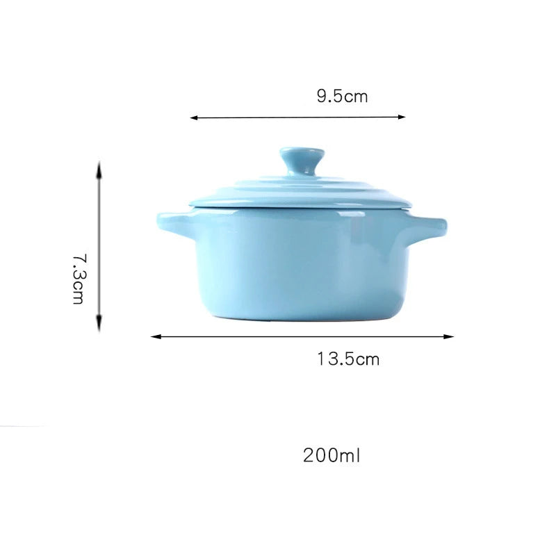 Mini olla de sopa de cerámica con cubierta para niños, tazón de huevo para estofado, tapa, cacerola para restaurante, cocina casera, ollas de cocina usadas