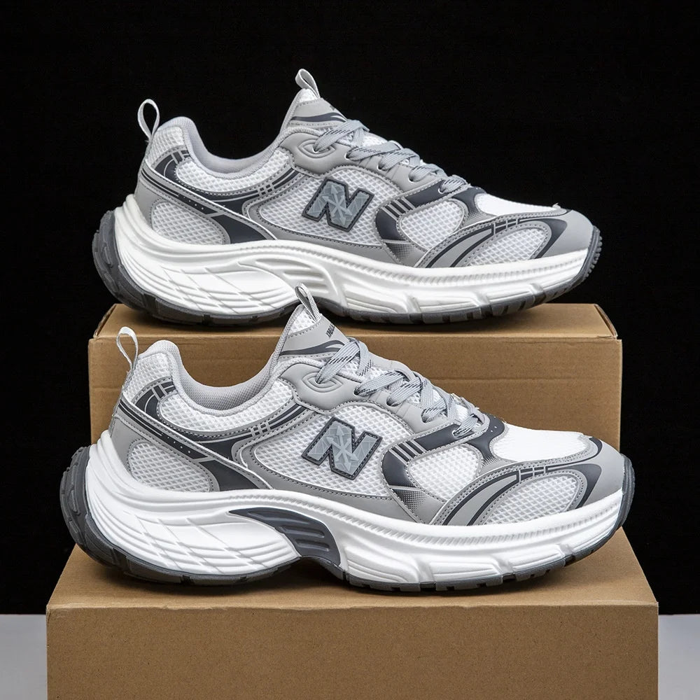 2025 New Dad Shoes Sports Casual Mesh Solid Spring Super Elastic Thick Sole Height Increasing Breathable Couple Running Shoes