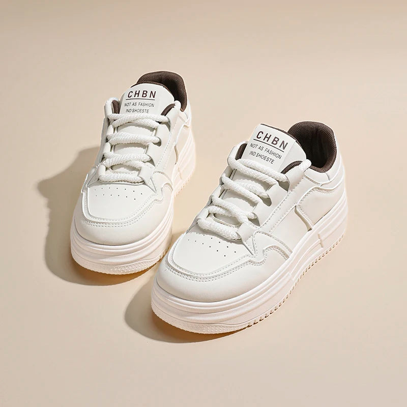 Women's Trendy Casual Sports Shoes Autumn New Breathable White Thick-Soled Sneakers for Walking Versatile Style