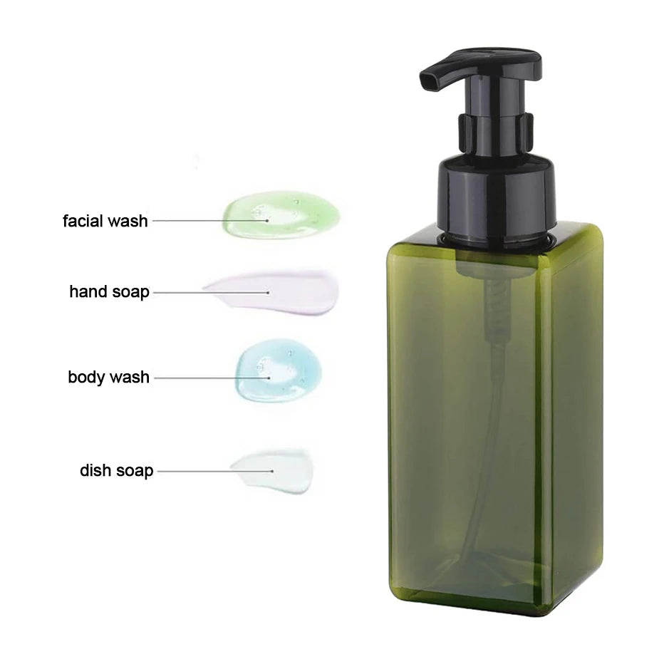 Dispensador de jabón espumoso vacío, desinfectante de manos para baño, champú, loción de lavado corporal, botella con bomba rellenable, contenedor de espuma