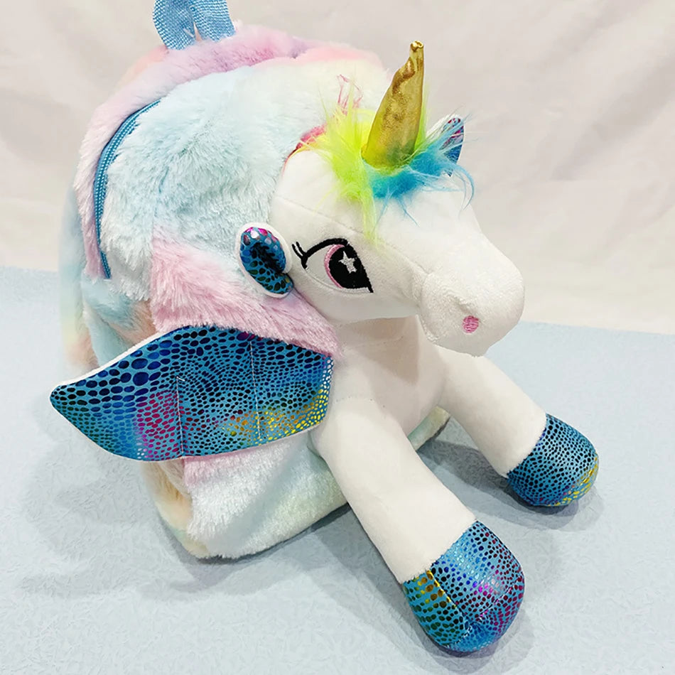 Mochila escolar de dibujos animados de unicornios para niñas, morral 3D de piel de viaje, bonito, regalo para niños