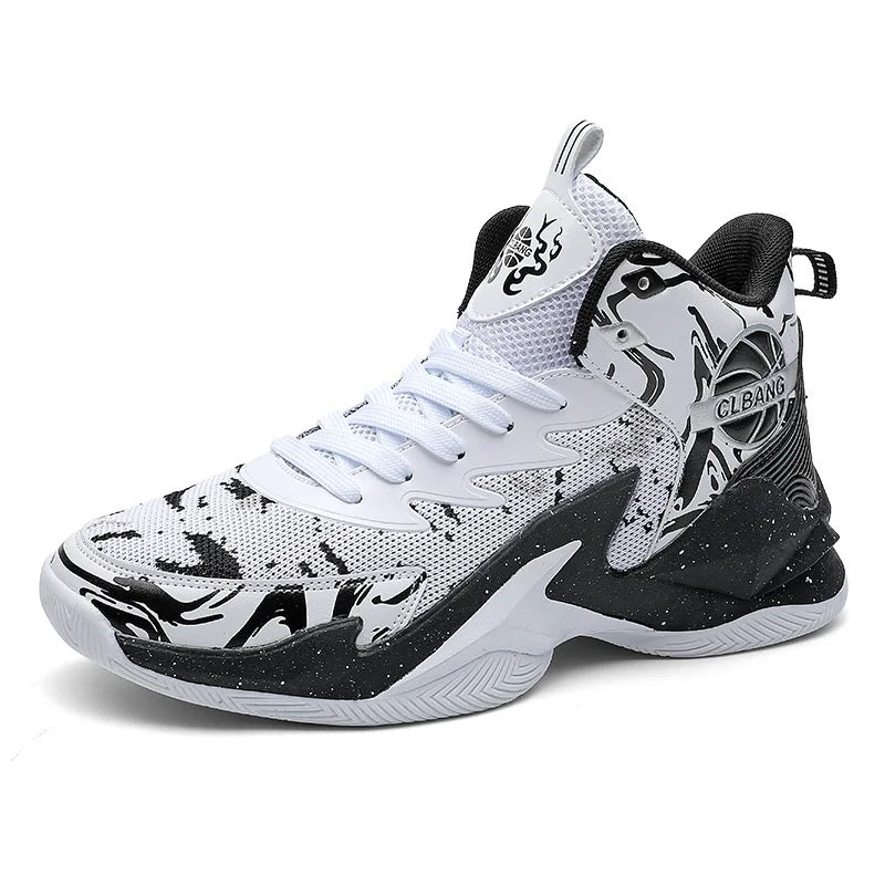 Unisex Mid Top Basketball Shoes Microfiber Upper Trendy Patchwork Color Thick Bottom Sneakers Year-Round Fashion Summer Spring