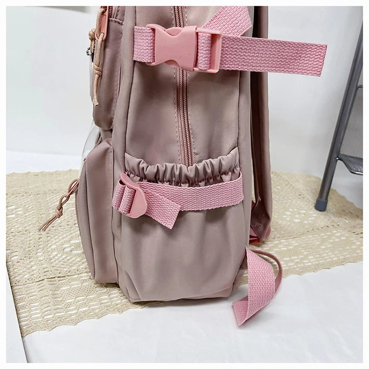 Mochila escolar de gran capacidad para niñas, bolso de mano para estudiantes, Kawaii, Patchwork