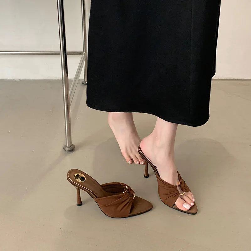 Designer Shoes  Elegant Open-toe  Non-slip  Unique Design  Women's Silk Spring/summer Party High Heels