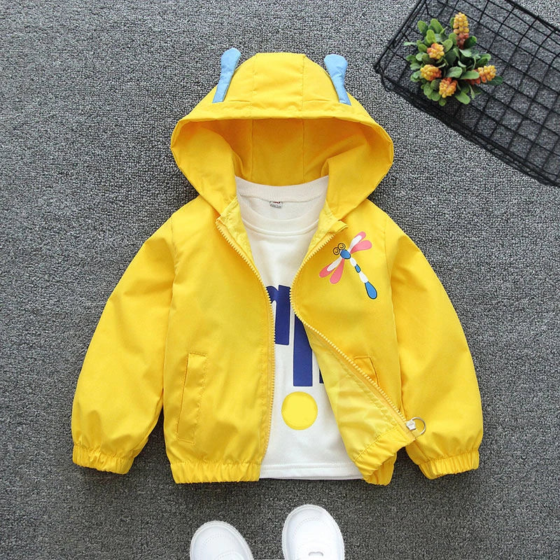 Chaqueta con capucha para niñas, abrigo cortavientos con cremallera, ropa para niños de 1, 2, 3, 4, 5 y 6 años, bonitos animales de dibujos animados, para primavera y otoño