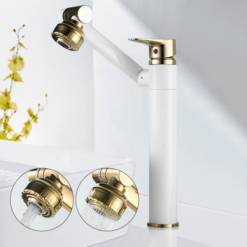 ELLEN-grifo multifunción para lavabo de baño, mezclador de agua fría y caliente, grúa de bronce antiguo, grifos de agua universales montados en cubierta EL13266