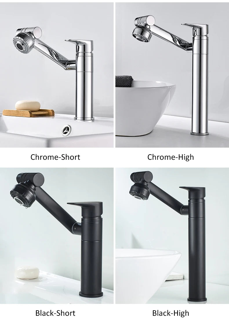 ELLEN-grifo multifunción para lavabo de baño, mezclador de agua fría y caliente, grúa de bronce antiguo, grifos de agua universales montados en cubierta EL13266