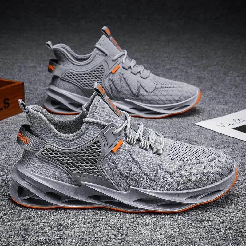 Men's Low Heel Sports Casual Shoes New Breathable Mesh Lace up Design for Running and Students
