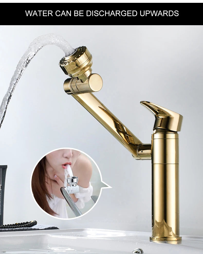 ELLEN-grifo multifunción para lavabo de baño, mezclador de agua fría y caliente, grúa de bronce antiguo, grifos de agua universales montados en cubierta EL13266