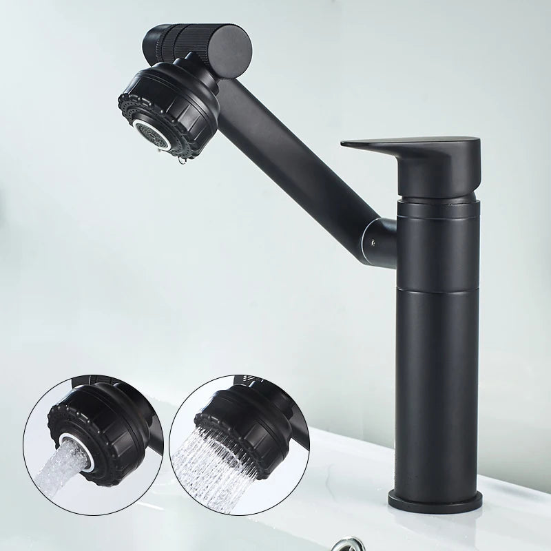 ELLEN-grifo multifunción para lavabo de baño, mezclador de agua fría y caliente, grúa de bronce antiguo, grifos de agua universales montados en cubierta EL13266