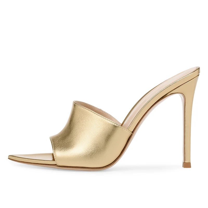 2022 Plus Size Open Pointed Toe Transparent Shoes High Heel Mules Women Heeled Sandals Ladies Clear Heels