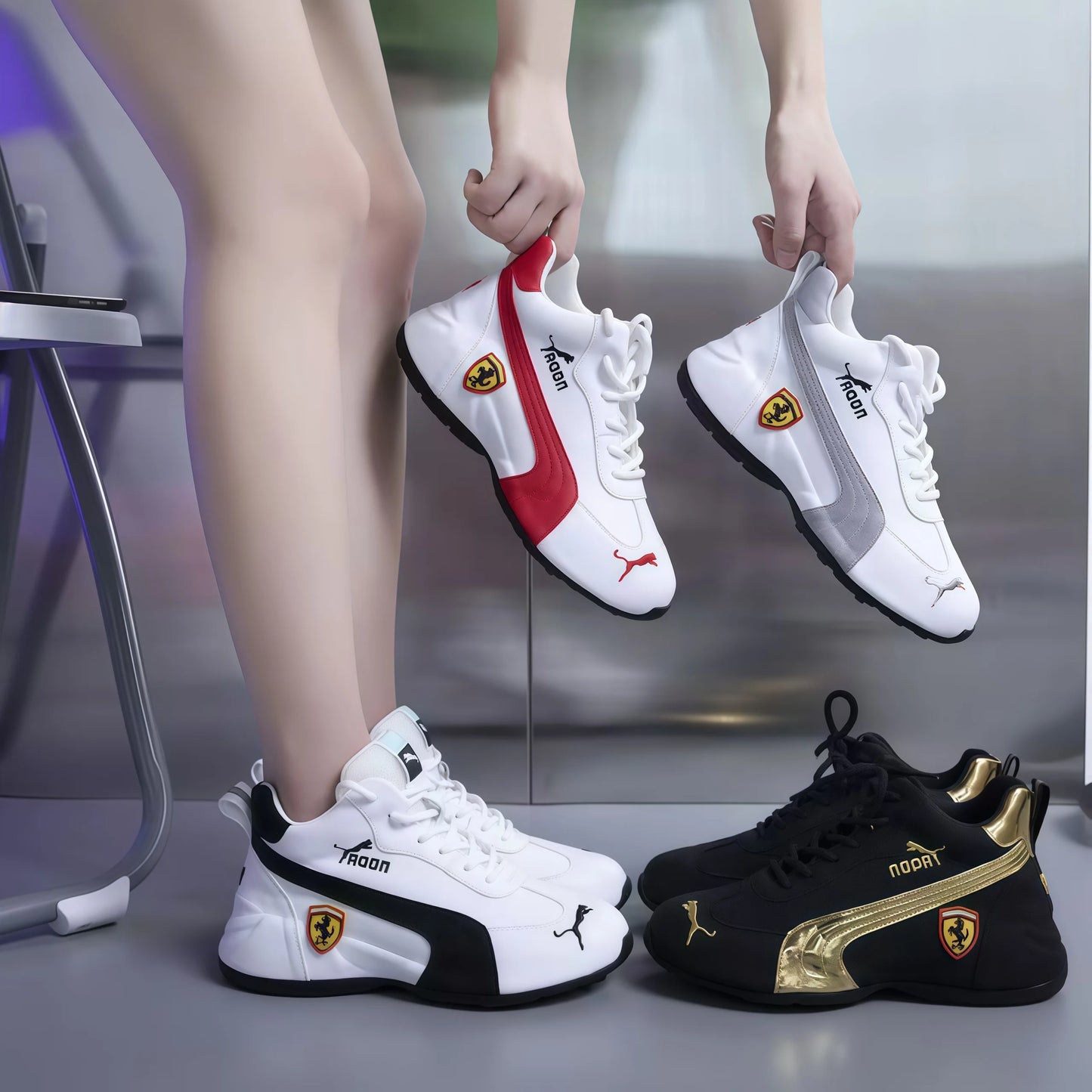 Custom Mens Sneakers Men's PU Waterproof Sports Leisure Shoes Breathable Thick Soled Fashionable Walking Shoes Unisex