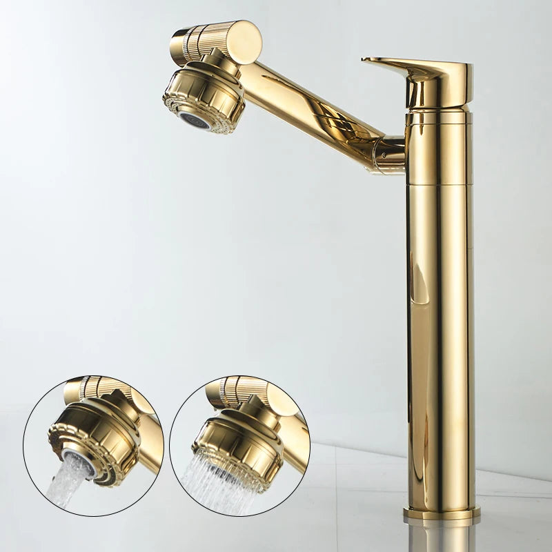 ELLEN-grifo multifunción para lavabo de baño, mezclador de agua fría y caliente, grúa de bronce antiguo, grifos de agua universales montados en cubierta EL13266