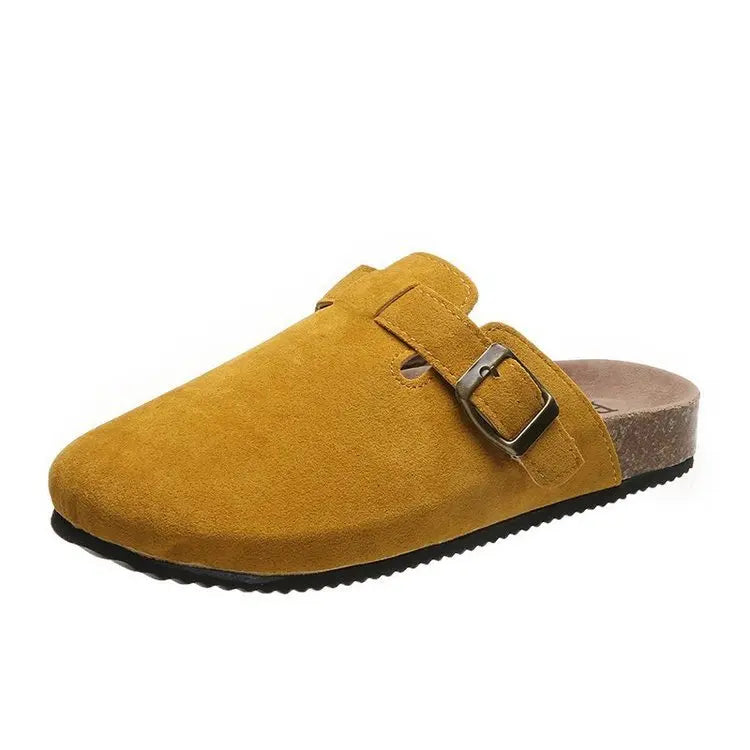 Custom Thick Sole Air Cushion Lightweight Summer Slippers Closed Toe Half Slipper Heightening Comfort Vintage Suede Sandals