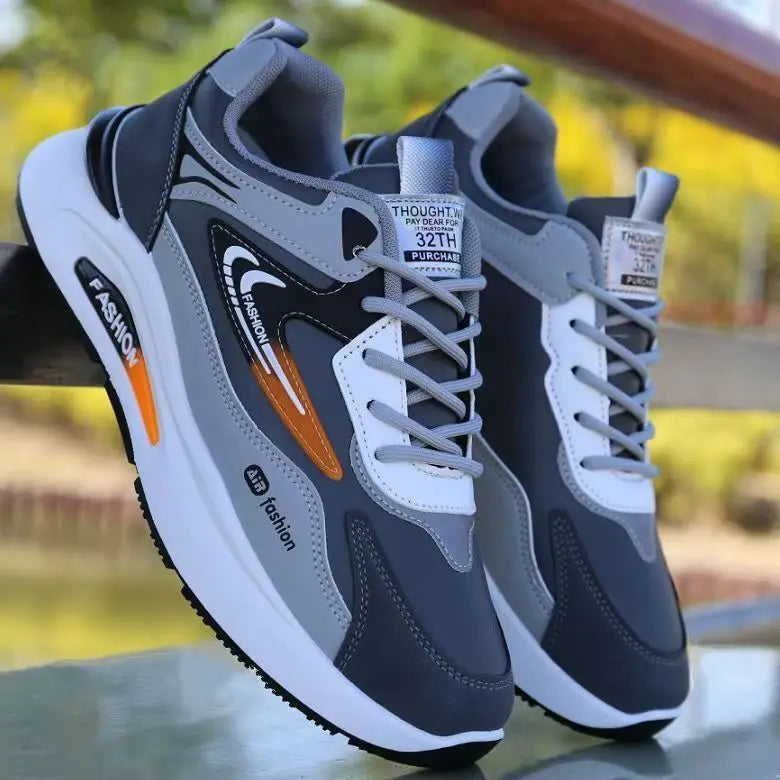 Men's Winter Waterproof Breathable Mesh Sneakers Solid Pattern Soft-Sole Non-Slip Casual Dad Shoes for Outdoor Walking