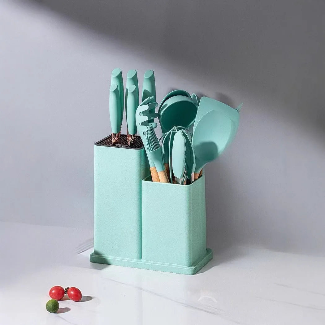 19-Piece Non-Stick Silicone Kitchen Utensil Set Including Knife Spoon Pan Cross-Border Ready Stock Cooking Tool Set