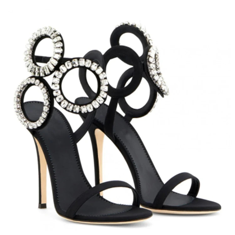 Nuevas Sandalias de punta estrecha de verano para mujer, zapatos de tacón súper alto con hebilla de diamantes de imitación, zapatos de moda para mujer, Sandalias para mujer