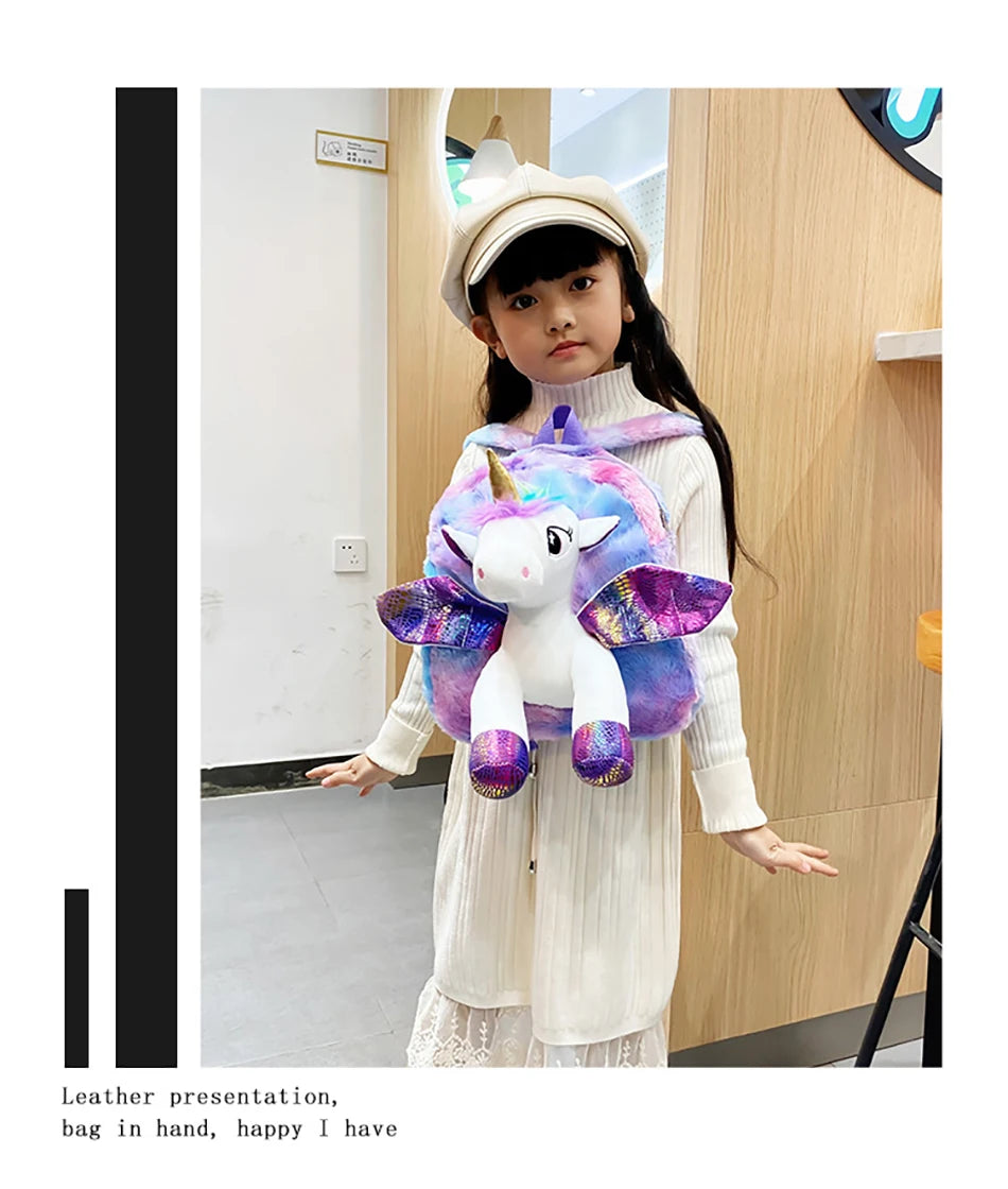 Mochila escolar de dibujos animados de unicornios para niñas, morral 3D de piel de viaje, bonito, regalo para niños