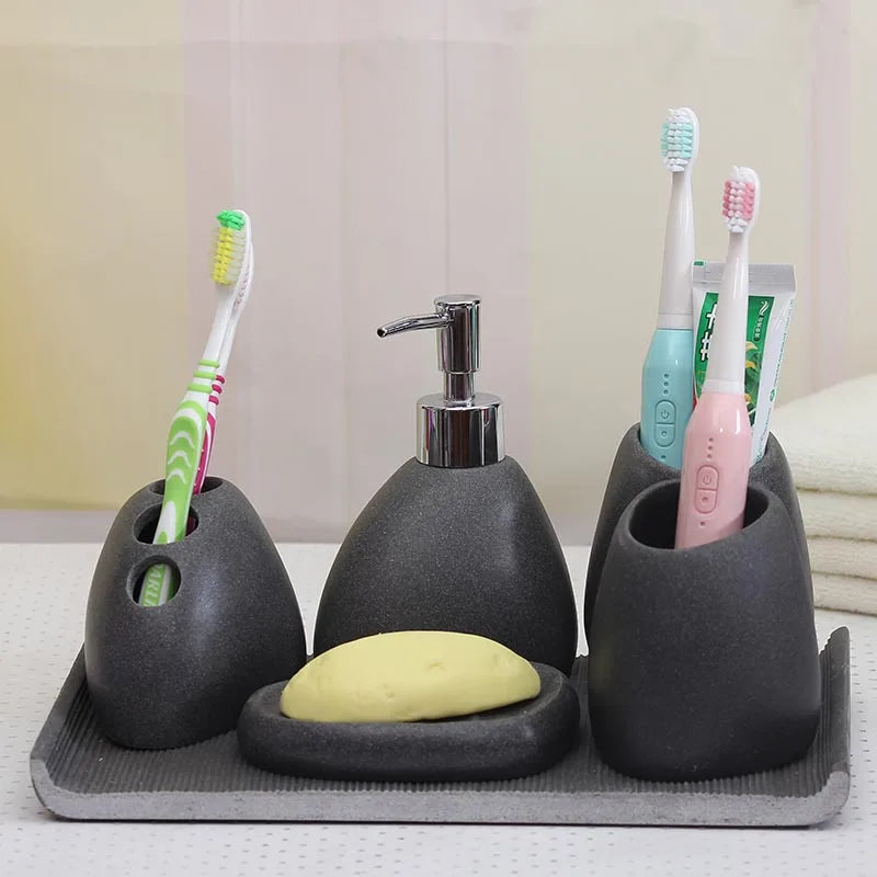 Botella de emulsión de resina para baño, taza para gárgaras de lavado de alto grado, traje de cepillo de dientes, jabonera de Banyo Aksesuarlari