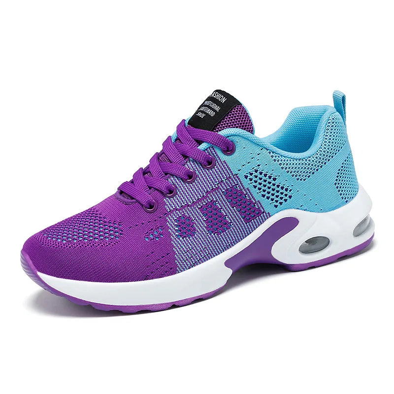 Cheap Fly Woven Breathable Walking Style Shoes Cushioning Trendy Sneakers for Women
