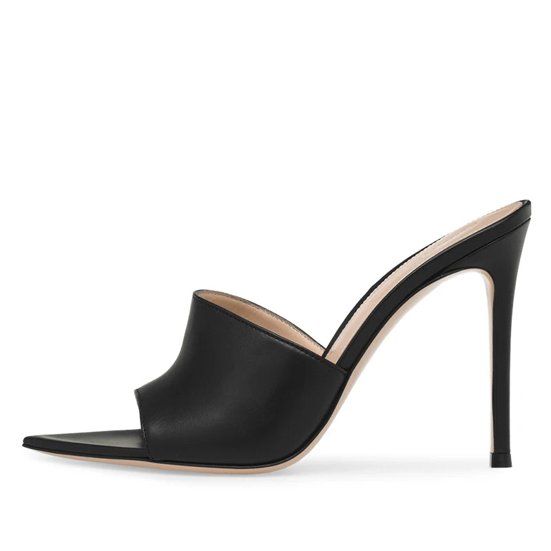 2022 Plus Size Open Pointed Toe Transparent Shoes High Heel Mules Women Heeled Sandals Ladies Clear Heels