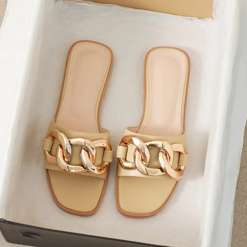 Summer Sandales Plates Femmes Slide Handmade Braid Slip on Flat Women's Sandals