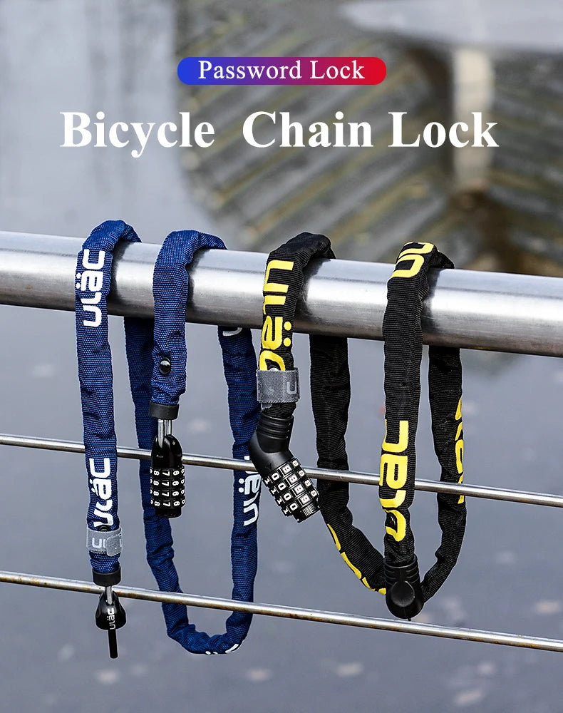 ULAC-Cerrojo de contraseña para bicicleta o motocicleta, cerradura portátil y ultraligera con bloqueo antirrobo y cadena, incluye accesorios de seguridad estables para ciclismo de carretera MTB