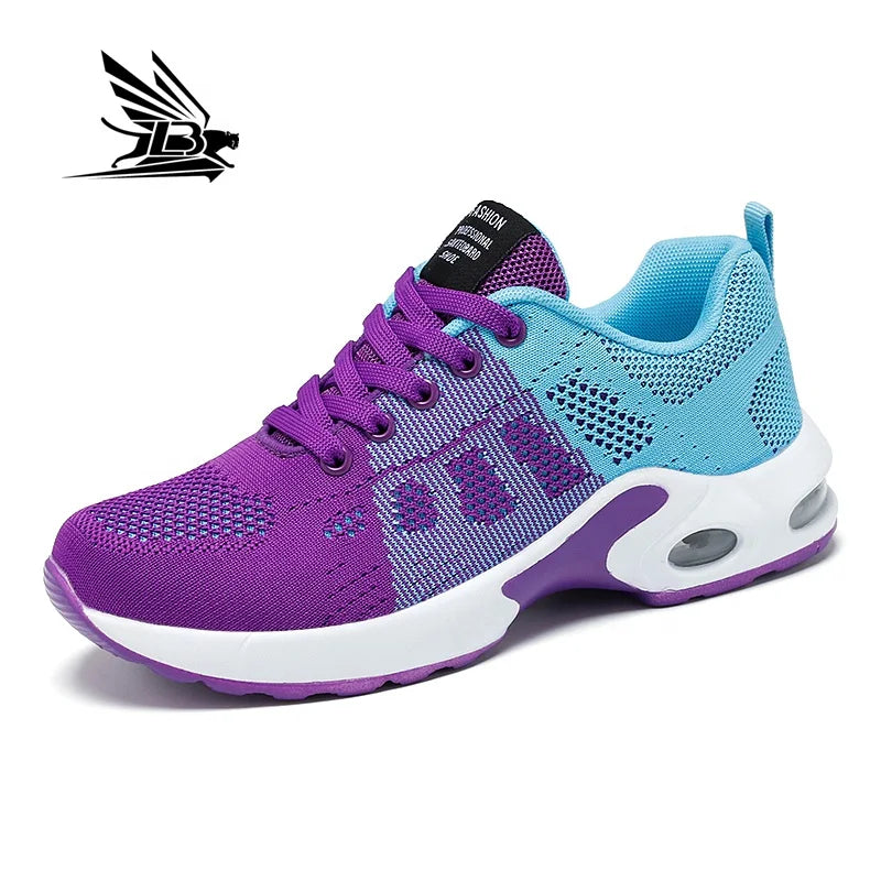 Cheap Fly Woven Breathable Walking Style Shoes Cushioning Trendy Sneakers for Women