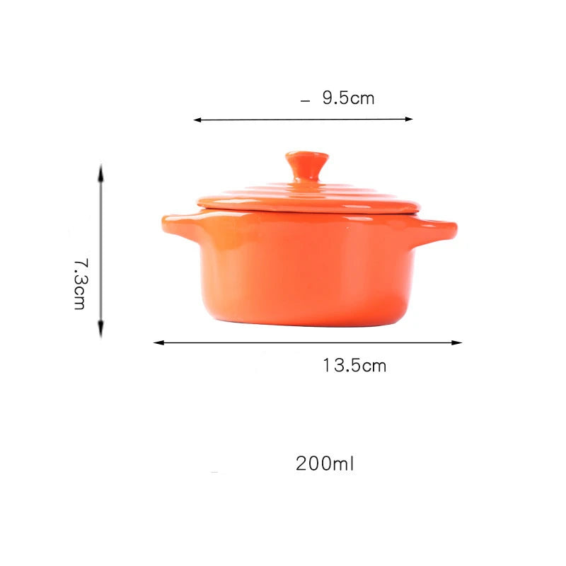 Mini olla de sopa de cerámica con cubierta para niños, tazón de huevo para estofado, tapa, cacerola para restaurante, cocina casera, ollas de cocina usadas
