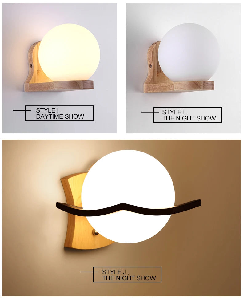 Lámparas de pared LED modernas, luces de madera para dormitorio, mesita de noche, escaleras, pasillo, aplique de iluminación montado Interior, accesorios de iluminación para decoración del hogar