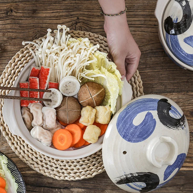 Cazuela de cerámica de estilo japonés, olla pequeña negra, cacerola de arcilla, utensilios de cocina para el hogar, suministros de cocina, olla para sopa, 1 Uds.