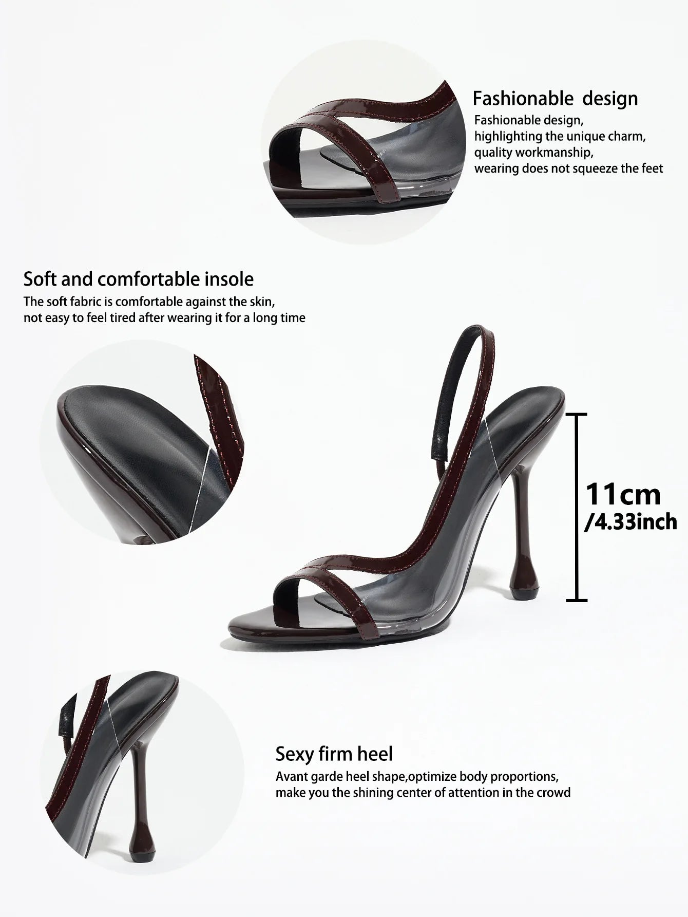 Factory Direct Shipping of Women's High-heeled Patent Leather Round-toe Sandals Fast Delivery