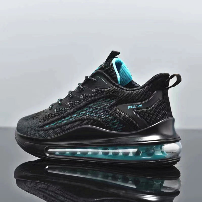 2022 New Men's Breathable Flying Woven Shoes Shock Absorption Heightening Casual Sneakers