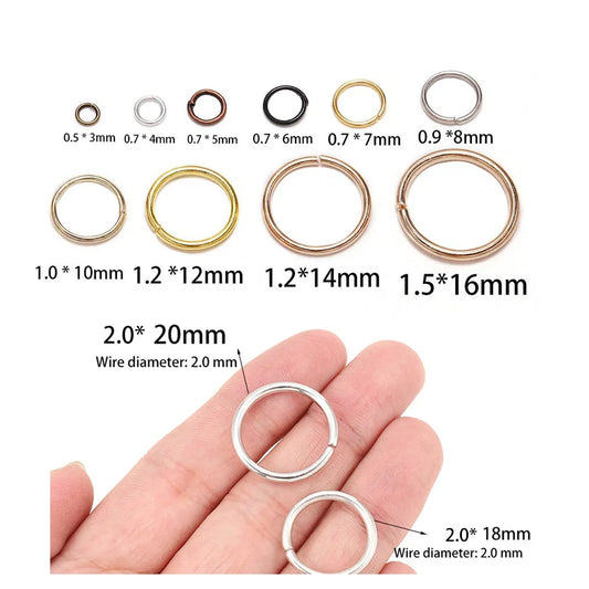 50-200 unids/lote 3-20mm anillos de salto conectores de anillos divididos para joyería Diy encontrar accesorios suministros al por mayor