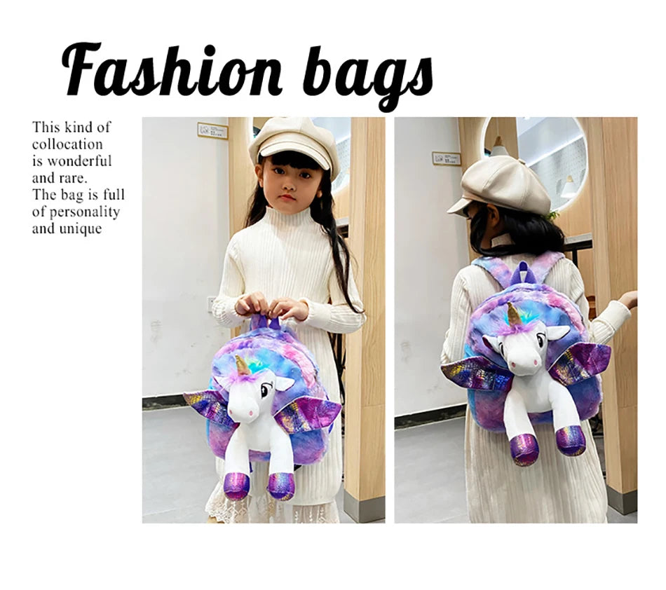 Mochila escolar de dibujos animados de unicornios para niñas, morral 3D de piel de viaje, bonito, regalo para niños