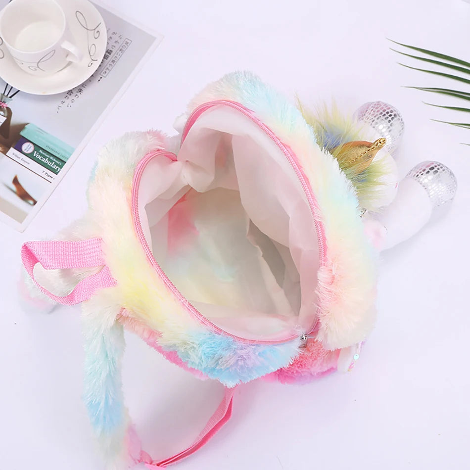Mochila escolar de dibujos animados de unicornios para niñas, morral 3D de piel de viaje, bonito, regalo para niños