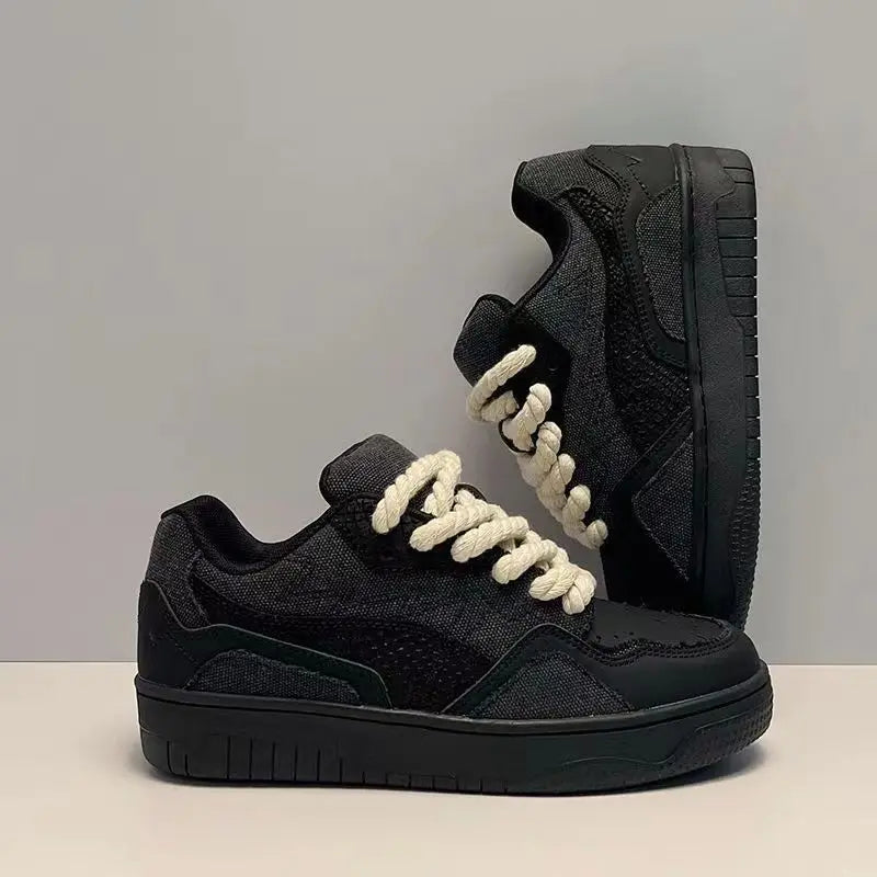 Design Dreadlock Lace-Up Sneakers Men's New Trendy All-Match Casual Thick-Soled Anti-Slip Height-Increasing Small Shoes