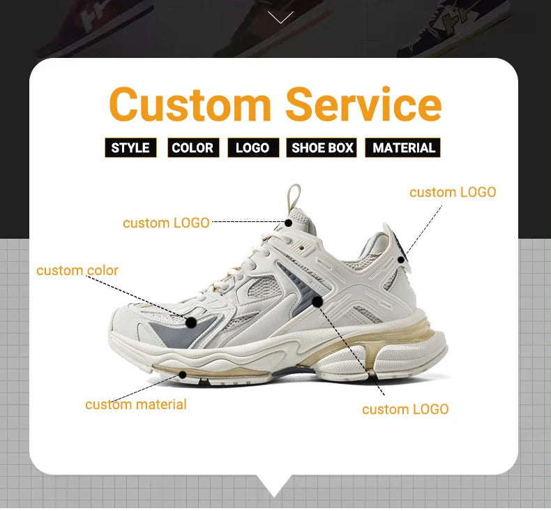 Jiaxin Custom Logo Men's Casual Sports Sneakers Original Brand Thick Sole Walking Shoes with Custom Logo Design