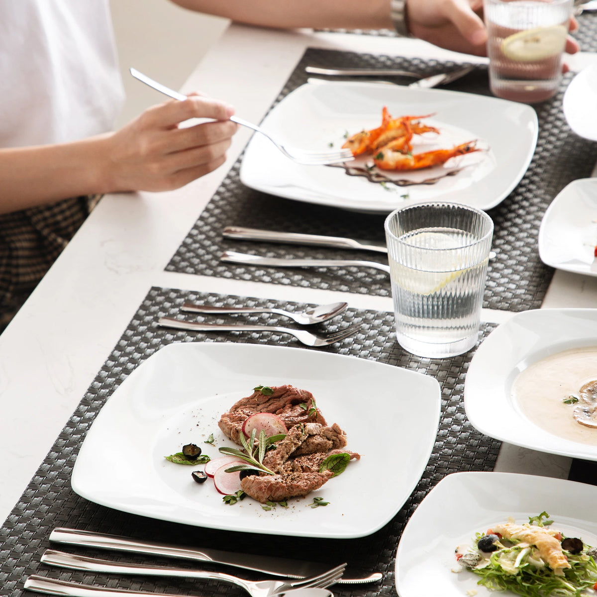 MALACASA-vajilla de porcelana de cerámica JULIA Classic, juego de 18 piezas con 6 platos de cena, sopa, postre, servicio de vajilla para 6