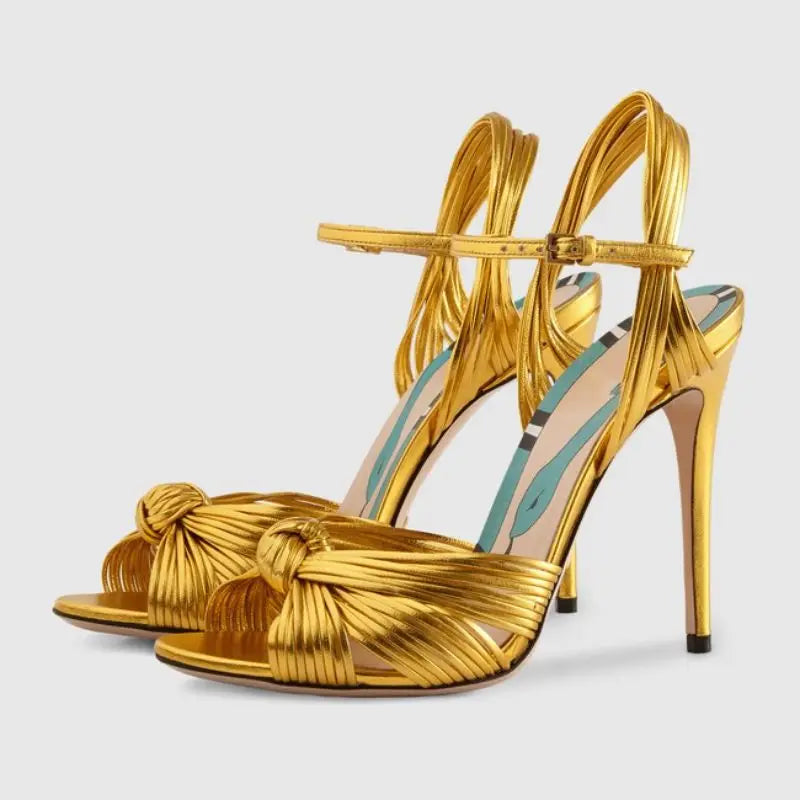 Woven Braid Open Toe Mules Trending  Lace up Fashion Lady Shoes  Strappy Sepatu Heels for Women