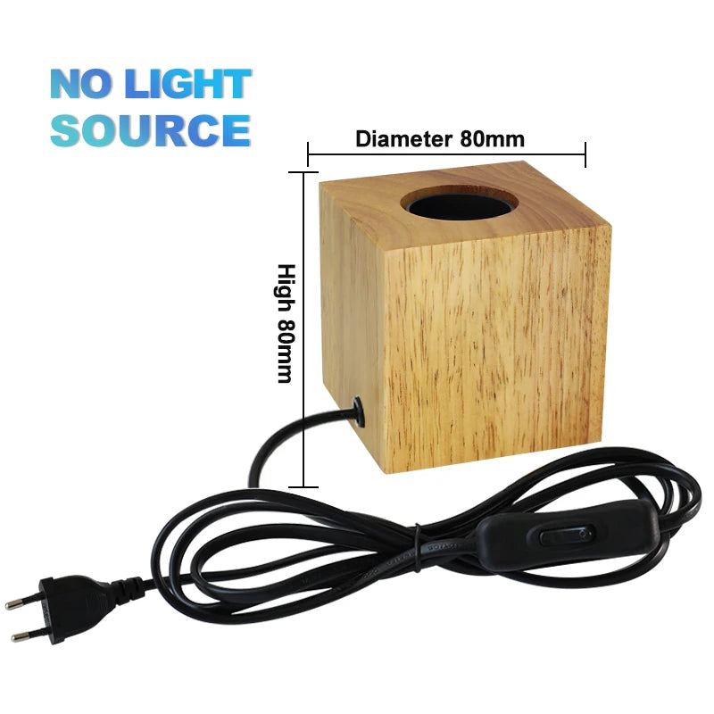 Lámpara de mesa de madera moderna Retro E27, luz decorativa para escritorio, lámparas de arte interior, decoración para sala de estar, dormitorio, mesita de noche, Base de luces para Bar, enchufe europeo