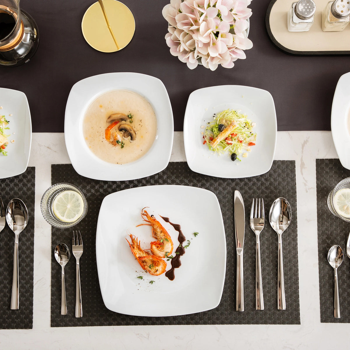 MALACASA-vajilla de porcelana de cerámica JULIA Classic, juego de 18 piezas con 6 platos de cena, sopa, postre, servicio de vajilla para 6