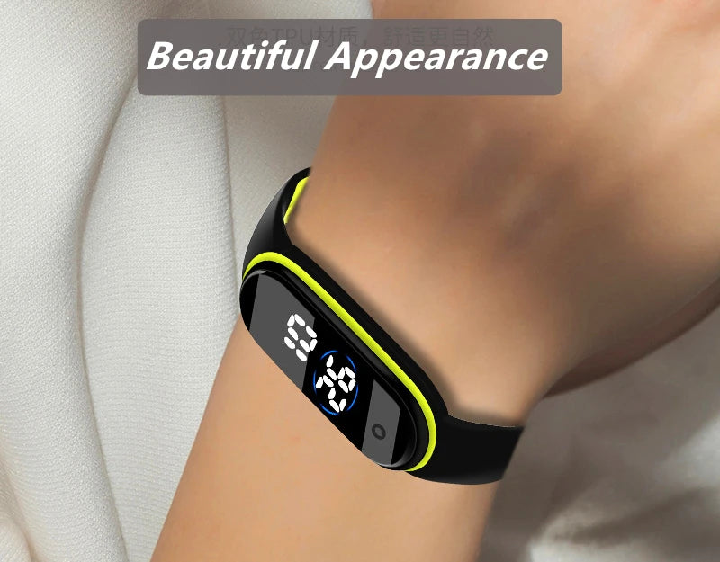 Reloj deportivo resistente al agua para niños, reloj Digital LED con pantalla táctil inteligente, correa de silicona de dos tonos, reloj para hombres y mujeres, reloj para estudiantes