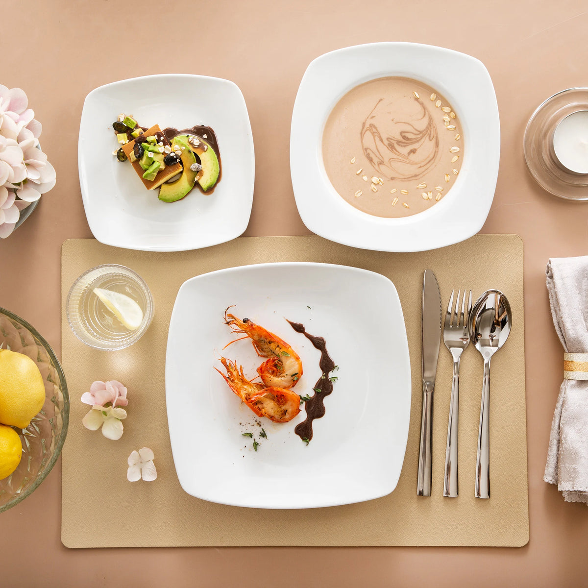 MALACASA-vajilla de porcelana de cerámica JULIA Classic, juego de 18 piezas con 6 platos de cena, sopa, postre, servicio de vajilla para 6