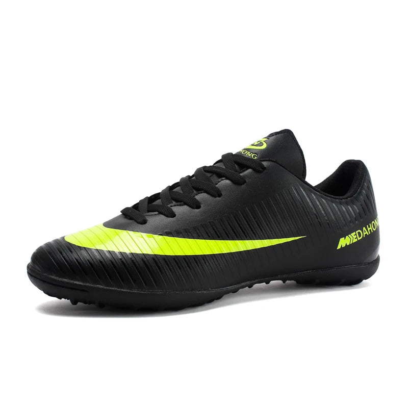 Football Shoes Low-top Lace up Soccer Futsal Football Boots TF PU Leather Team Sports Men's Women's Boy's Footwear Sneakers