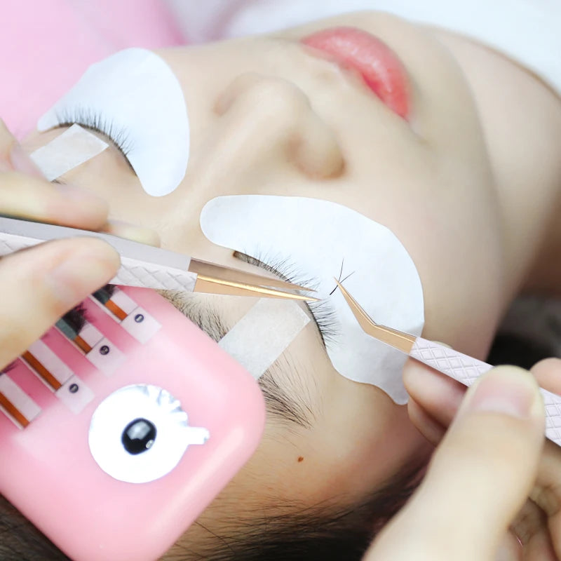 Pinzas de Precisión Antiestáticas de Acero Inoxidable Blanco-Dorado para Extensión de Pestañas, Juego de Herramientas de Maquillaje y Belleza para Cejas