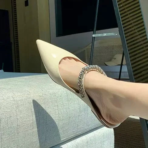 Babouches Femmes Talon Mules Fancy Buckles Pointed Toe Slippers Shoes Women Heels for Ladies