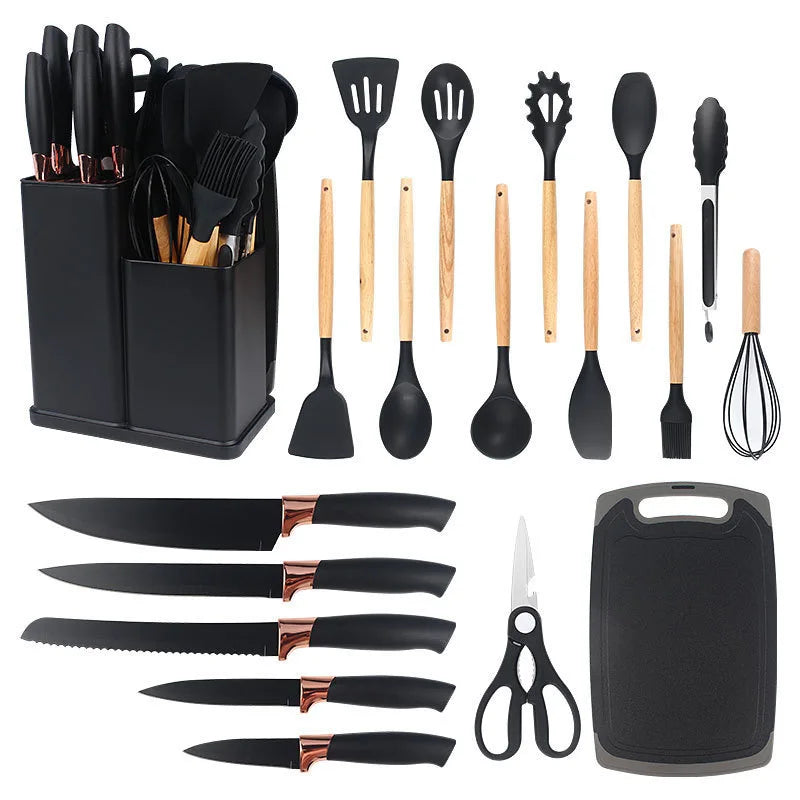 19-Piece Non-Stick Silicone Kitchen Utensil Set Including Knife Spoon Pan Cross-Border Ready Stock Cooking Tool Set